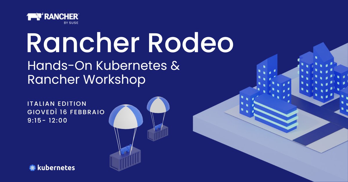 Desideri imparare a utilizzare #Kubernetes ovunque? 
Partecipa al nostro Virtual Rancher Rodeo il 16 febbraio e sarai in grado di eseguire in autonomia #deployment ben monitorato e sicuro di un cluster Kubernetes in alta disponibilità. 

Iscriviti qui ➡ okt.to/RgXCs7