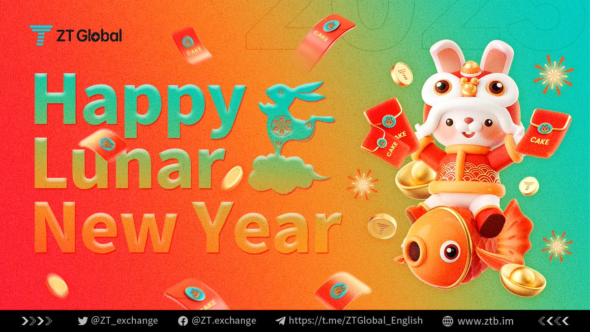 💖Have a happy #LunarNewYear! 💥
🏮Are you ready for the Lucky Money 💰

1⃣Follow <a href="/ZT_exchange/">ZT</a> &amp; RT
2⃣❤️ &amp; @ 3frds
3⃣Join #Telegram 🔗 t.me/ZTGlobal_Engli…

10 lucky winners will be randomly selected to split 3 $CAKE

🔄Valid for 48 hours

#LunarNewYear2023 #ZT #AirdropCrypto