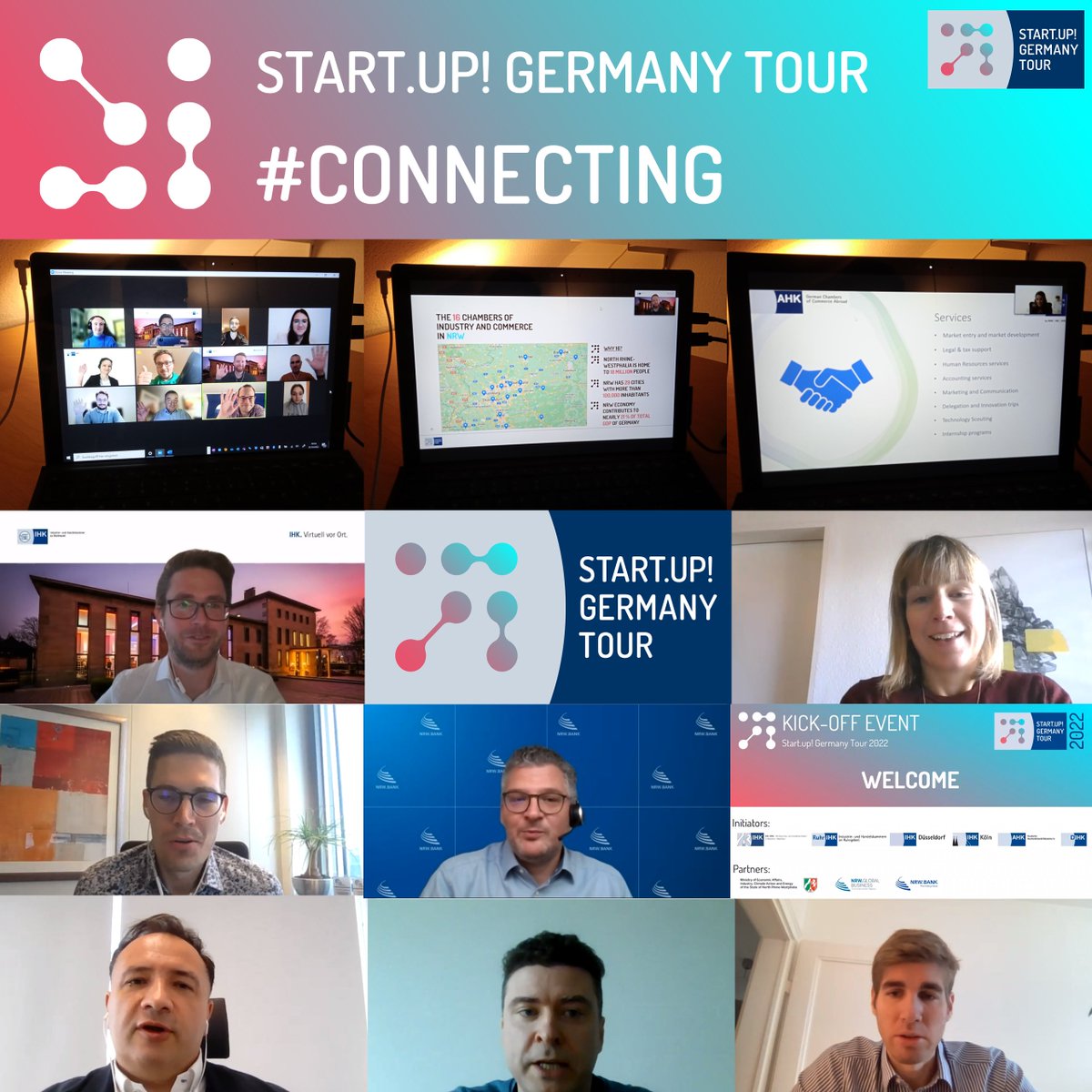 This was the Start.up! Germany Tour 2022! #CONNECTING. Our main program started with a fantastic digital get together. The official kick-off event then on Oct 24, 22 welcomed successful startup alumini which talked about their NRW settlement. Stay tuned. #startupgermanytour