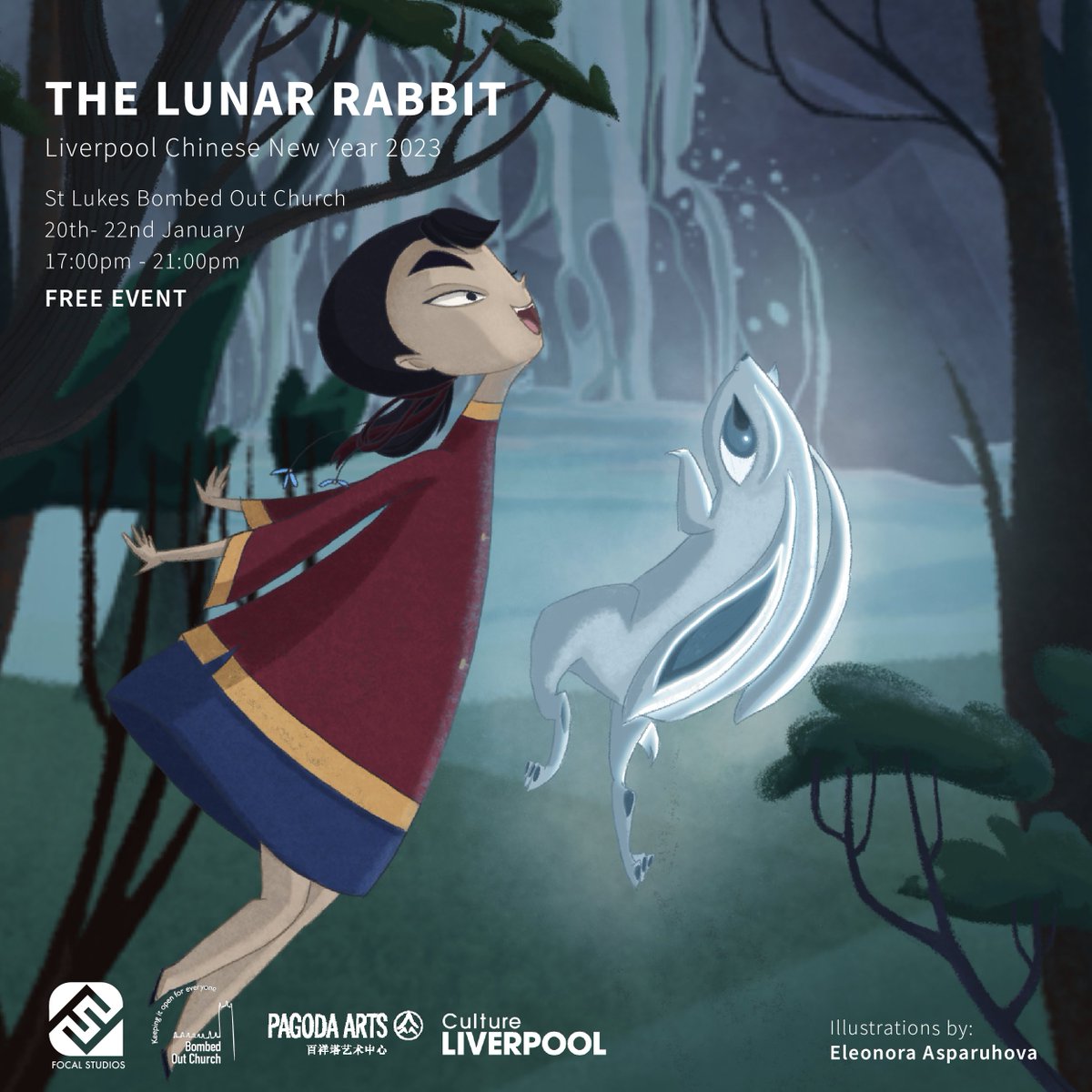 FocalStudiosLtd's tweet photo. Chinese New Year 2023 - Projection Show β¨
The Lunar Rabbit
St Luke Bombed Out Church
Free Event
20th - 22nd January 2023
5:00 pm- 9:00 pm
#event #liverpool #liverpoolcny #chinesenewyear #projectionmapping #focalstudios #whatsonliverpool #liverpoolevents #yearoftherabbit https://t.co/1vS1ngpvlV