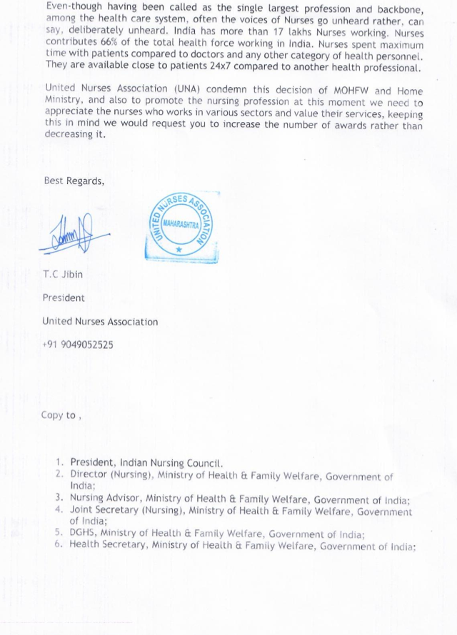 United Nurses Association (UNA) (@nurses_una) on Twitter photo United Nurses Association condemn the decision of Govt of India to reduce the no of Florence Nightingale award to nurses from 51 to 15.
#demotivation #nurses #nurseslife #dissatisfaction <a href="/PMOIndia/">PMO India</a> <a href="/MoHFW_INDIA/">Ministry of Health</a> <a href="/Secretary_MoHUA/">Srinivas Katikithala</a> <a href="/rashtrapatibhvn/">President of India</a> <a href="/FNightingaleF/">Florence Nightingale Foundation</a> United Nurses Association condemn the decision of Govt of India to reduce the no of Florence Nightingale award to nurses from 51 to 15.
#demotivation #nurses #nurseslife #dissatisfaction <a href="/PMOIndia/">PMO India</a> <a href="/MoHFW_INDIA/">Ministry of Health</a> <a href="/Secretary_MoHUA/">Srinivas Katikithala</a> <a href="/rashtrapatibhvn/">President of India</a> <a href="/FNightingaleF/">Florence Nightingale Foundation</a>