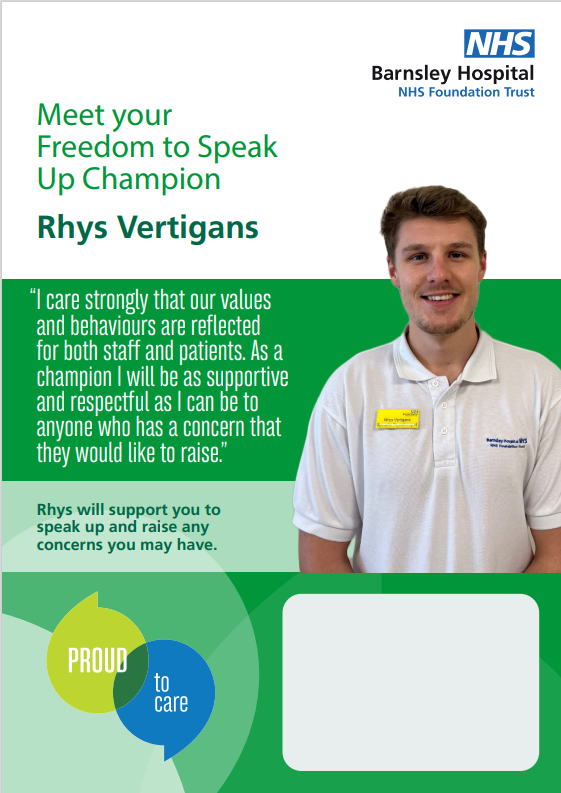 Continuing our introduction to the FTSU champion team, Rhys is new to the team and feels very strongly that all workers should have a voice.
Thank you Rhys.
#FTSU 
#SpeakUpToMe
#SpeakupforInclusion
<a href="/barnshospital/">Barnsley Hospital</a>
<a href="/NatGuardianFTSU/">National Guardian's Office 💙</a>