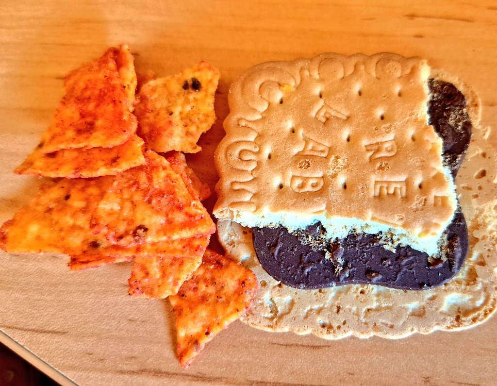 Who else eats odd things together?
I like #bakersbiscuits and #doritos spicey crisps, and #Simba salt & vinegar chips dipped in #coke?
#sweetandspicey 
#fusionfood