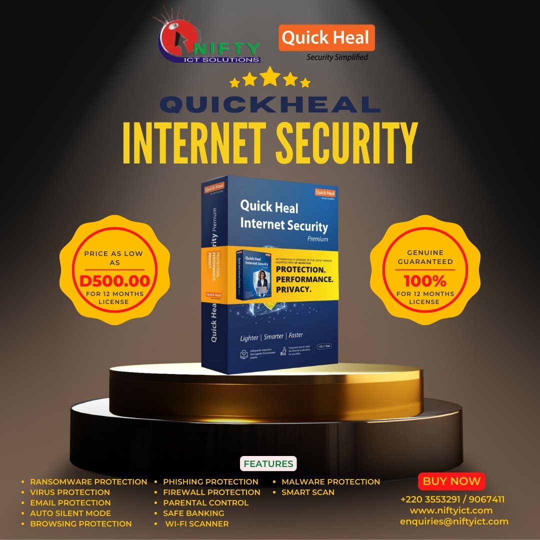 IctNifty's tweet photo. An excellent opportunity to secure your digital life against complex online threats with our top antivirus and internet security products for your PCs, laptops, and Smartphones.
Get premium licenses from Nifty ICT Solutions at as low as D300! 
#antivirus #technology #protection https://t.co/hfyx25PgQS