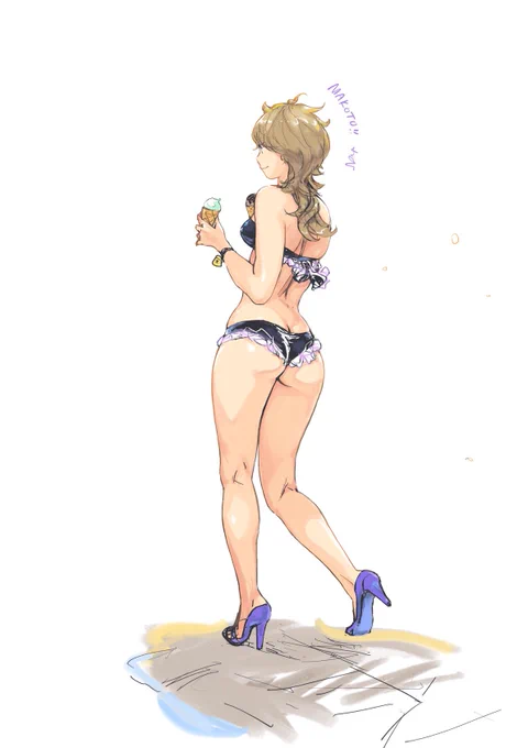 あと。もう一体作る等身大パネルはお尻プリンプリンアイスクリーム買ってきた真琴ちゃんに決定。 真琴ちゃんが185cm、ヒールが約13cmでたぶん全高2M。2枚もの折り畳みverの予定であるッ。等身大サイズ用にちょっとレタッチするで❤️ 