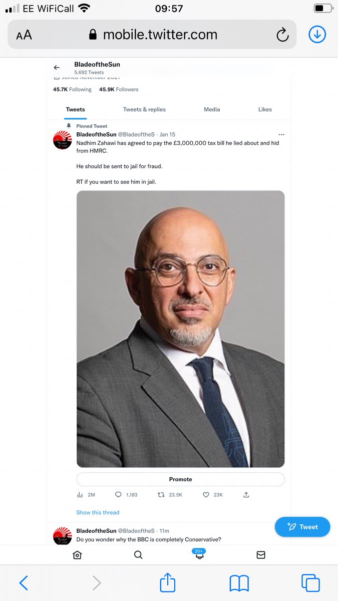 23,500 people have RT’d and said they want to see Nadhim Zahawi in jail. If you do too and haven’t RT’d. RT.