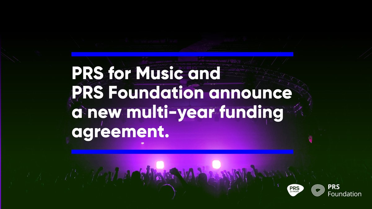 PRSforMusic's tweet photo. @PRSforMusic and @PRSFoundation are pleased to announce a new multi-year funding agreement. With £2.5m already committed for 2023, the agreement will increase YoY funding which can be allocated to PRS Foundation from 2024. 

Read our statement: https://t.co/FUILY8x1xa https://t.co/9RP5j4xF4S