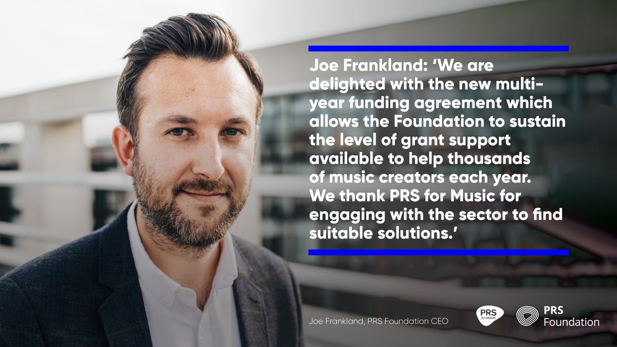 PRSforMusic's tweet photo. @PRSforMusic and @PRSFoundation are pleased to announce a new multi-year funding agreement. With £2.5m already committed for 2023, the agreement will increase YoY funding which can be allocated to PRS Foundation from 2024. 

Read our statement: https://t.co/FUILY8x1xa https://t.co/9RP5j4xF4S
