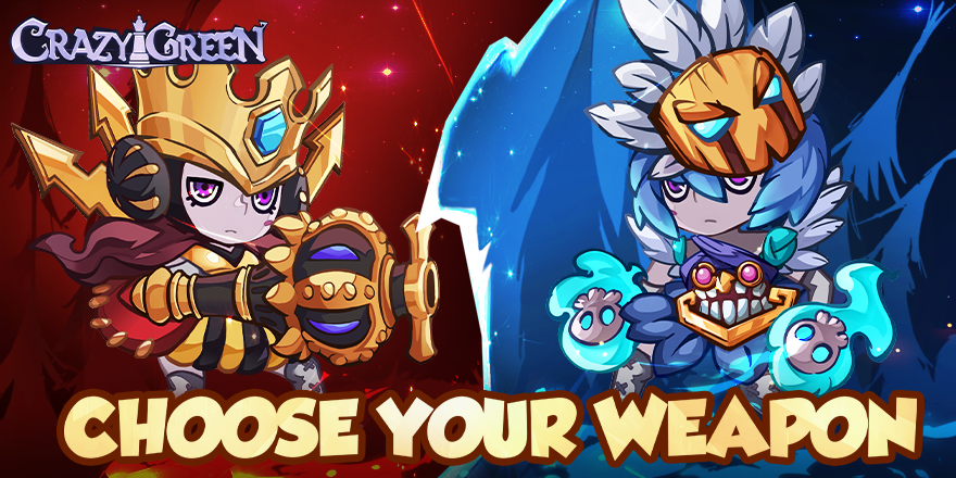 CrazyGreenGame's tweet photo. What is your preferred weapon? Is it the Cannon that blasts everything🛡️ or the Beastmaster's Glove that is so handy and free🥊?
#CrazyGreen #IdleGame https://t.co/edM1H7ecCC