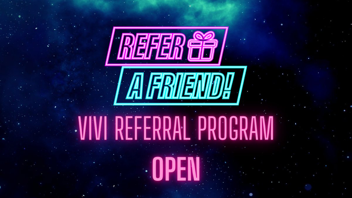 Vivi referral program is open! Complete Airdrop steps where 200.000 $VIVI tokens will be randomly distributed among the participants and get your referral link invite friends for a chance to win $70 BUSD top 60 referral. Don't miss out on this opportunity! #Vivi #referralprogram
