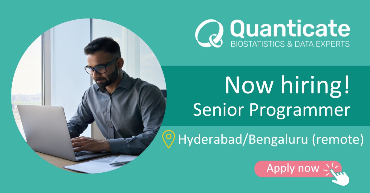 Quanticate's tweet image. We are looking for a #seniorprogrammer to join our team in #India. In this position you will get a chance to work on multiple #projects and #mentor junior #programmers.
Click here to find out more about the #job.👇
hubs.li/Q01yf0rY0