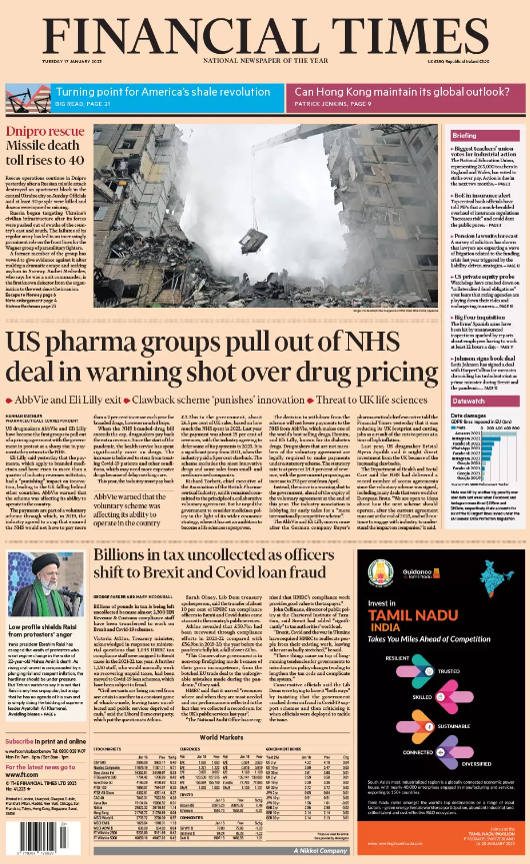ABPI_UK's tweet image. The front page of the @FT today covers the real challenge historically high #VPAS revenue clawbacks are having on pharmaceutical companies in the UK.