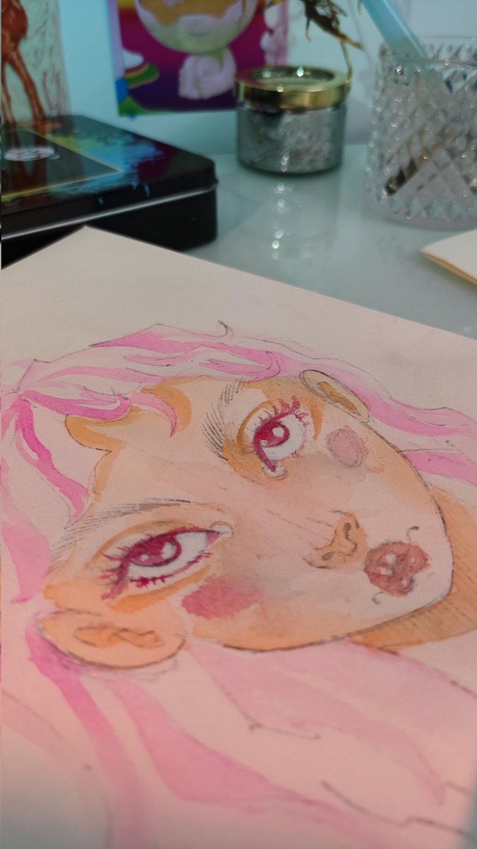 elyaelement's tweet photo. Had fun with my sketchbook today 🖌️ #WIP #watercolorart #sketchbook https://t.co/fdYuiFbROv