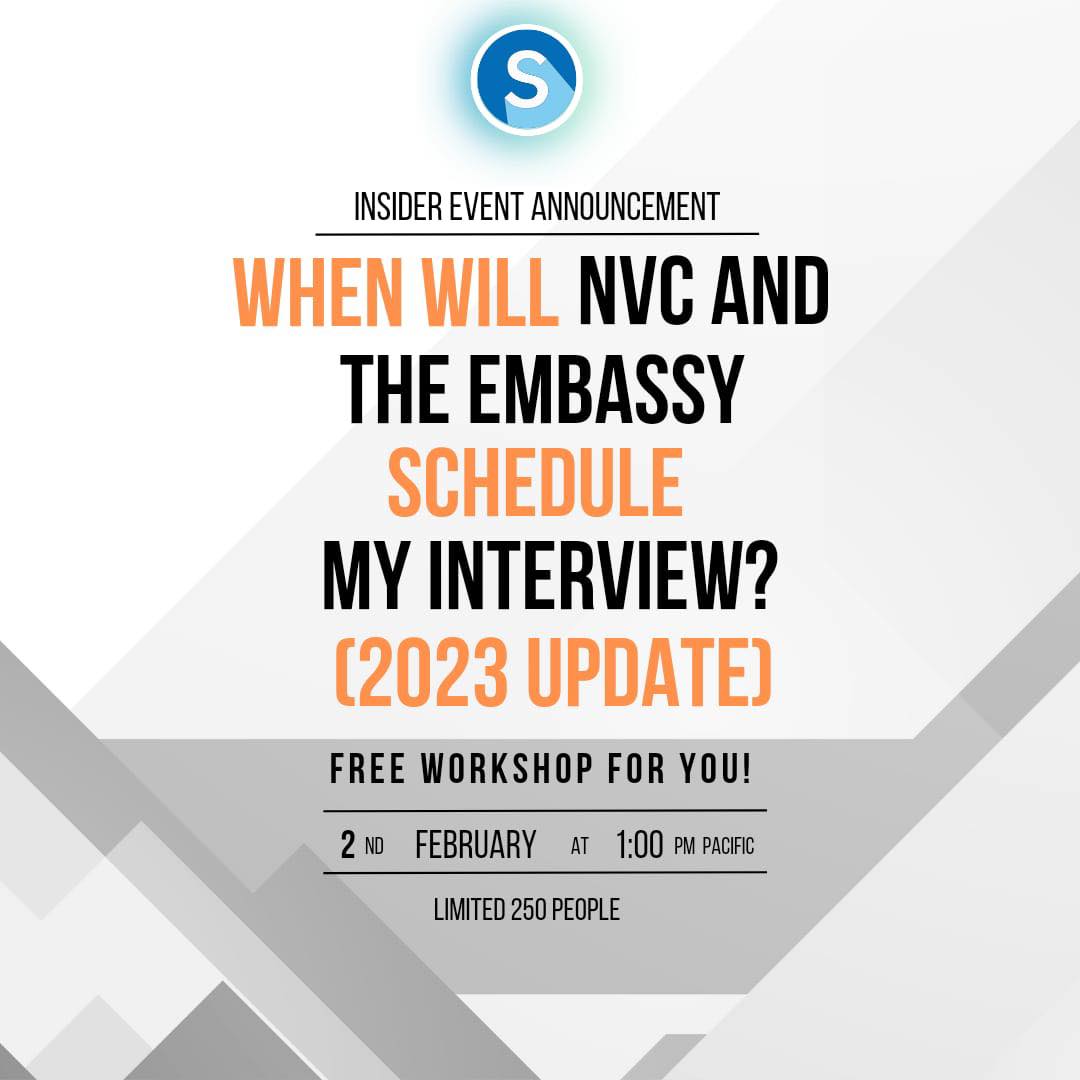 ⏰February 2, 2023 at 1 PM Pacific Time

Mini Workshop Exclusive: When will NVC and the US Embassy schedule my visa interview in 2023?

💥 NEW FREE WORKSHOP ANNOUNCED!

🧐Would you like to attend?

Comment “NVC 2023” and our team will send you a registration link.

#visa #usvisa