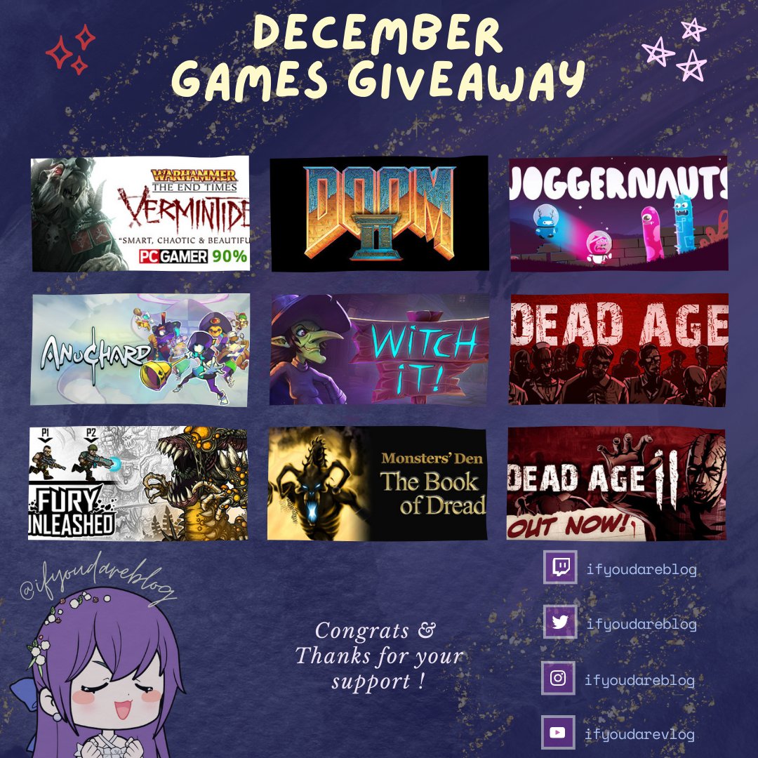 Sharing the claimed December games giveaway. Congrats & thanks again for your support. More games this year?

#gaming #twitchaffiliate #SupportSmallStreamers #Area063 #twitchph #twitchstreamer #twitchphilippines #ifyoudareblog