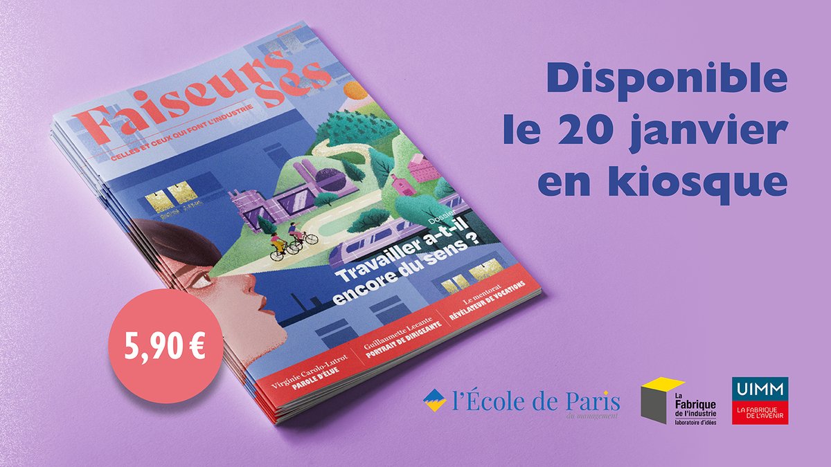 Faiseurs/Faiseuses, le nouveau mook de celles et ceux qui font l’industrie.

l’École de Paris du Management, @LFI_LaFabrique
et l’#UIMM proposent une immersion en conjuguant rencontres, analyses et témoignages sur l’industrie.

En kiosque le 20 janv.
👇buff.ly/3XAnGw1