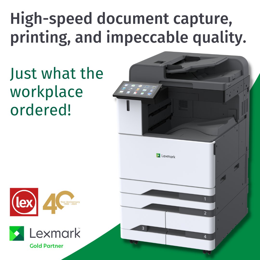 Introducing the cutting-edge, 9 series Lexmark multifunctional devices.

𝗔𝟯 + 𝗔𝟰 𝗱𝗲𝘃𝗶𝗰𝗲𝘀 𝘄𝗶𝘁𝗵 𝘀𝗽𝗲𝗲𝗱𝘀 𝘂𝗽 𝘁𝗼 𝟲𝟱ppm

Maximum productivity with workflow solutions and single-pass two-sided scanning with multi-feed detection for fast scanning.