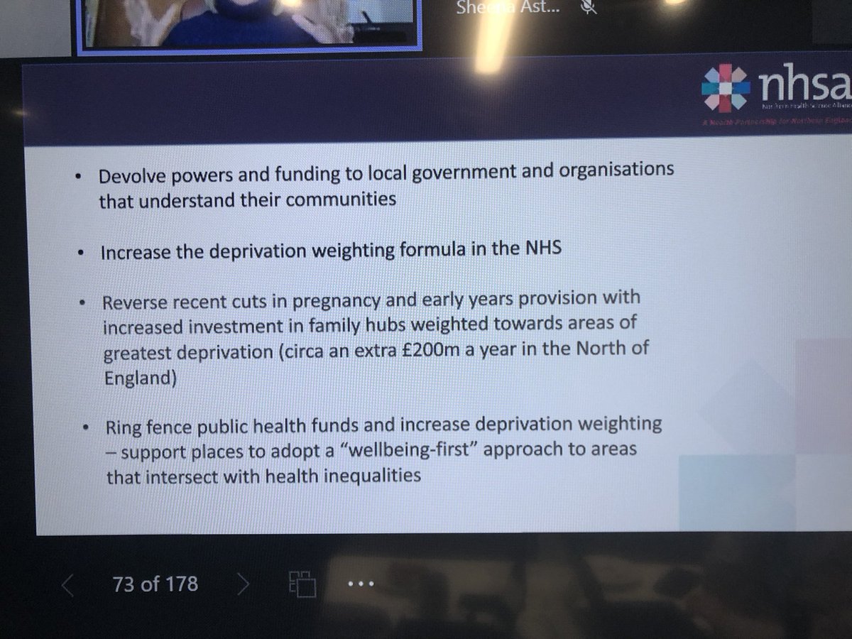 Some of @The_NHSA recommendations for improving our response to health inequalities across the life course - “Reverse recent cuts in pregnancy and early years provision” #EarlyMomentsMatter #WHFEvents