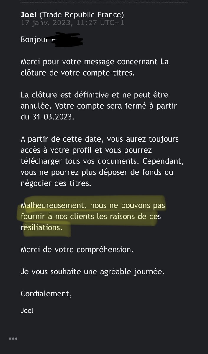 MCFLYETH's tweet photo. Bonjour @TraderepublicFR merci pour ce joli mail, l'année 2023 commence sur les chapeaux de roues. Cc @MatthiasBaccino ^^' https://t.co/C5cOxod7yj