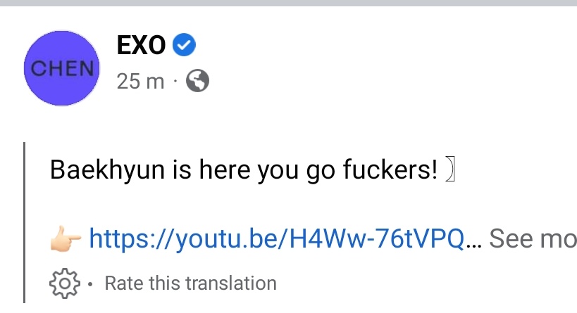 _bam_chan's tweet photo. @weareoneEXO the translation in FB 🤣 https://t.co/O0zzXDXtlT
