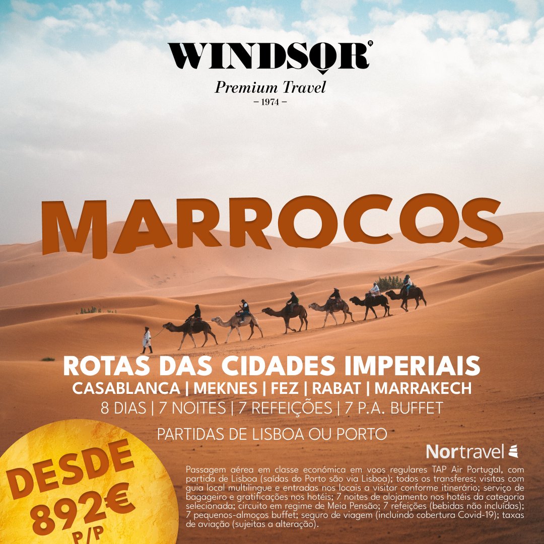windsortravelgroup (@travelwindsor) on Twitter photo MARROCOS 🇲🇦
Descubra este místico país através da ROTA DAS CIDADES IMPERIAIS:
Casablanca, Meknes, Fez, Rabat e Marrakech. Sinta a magia destas cidades🏜🐫
Contacta-nos e reserve connosco:
viagens@windsortravel.ws
(+351) 291 700 600 | 612 | 611 | 606 MARROCOS 🇲🇦
Descubra este místico país através da ROTA DAS CIDADES IMPERIAIS:
Casablanca, Meknes, Fez, Rabat e Marrakech. Sinta a magia destas cidades🏜🐫
Contacta-nos e reserve connosco:
viagens@windsortravel.ws
(+351) 291 700 600 | 612 | 611 | 606
