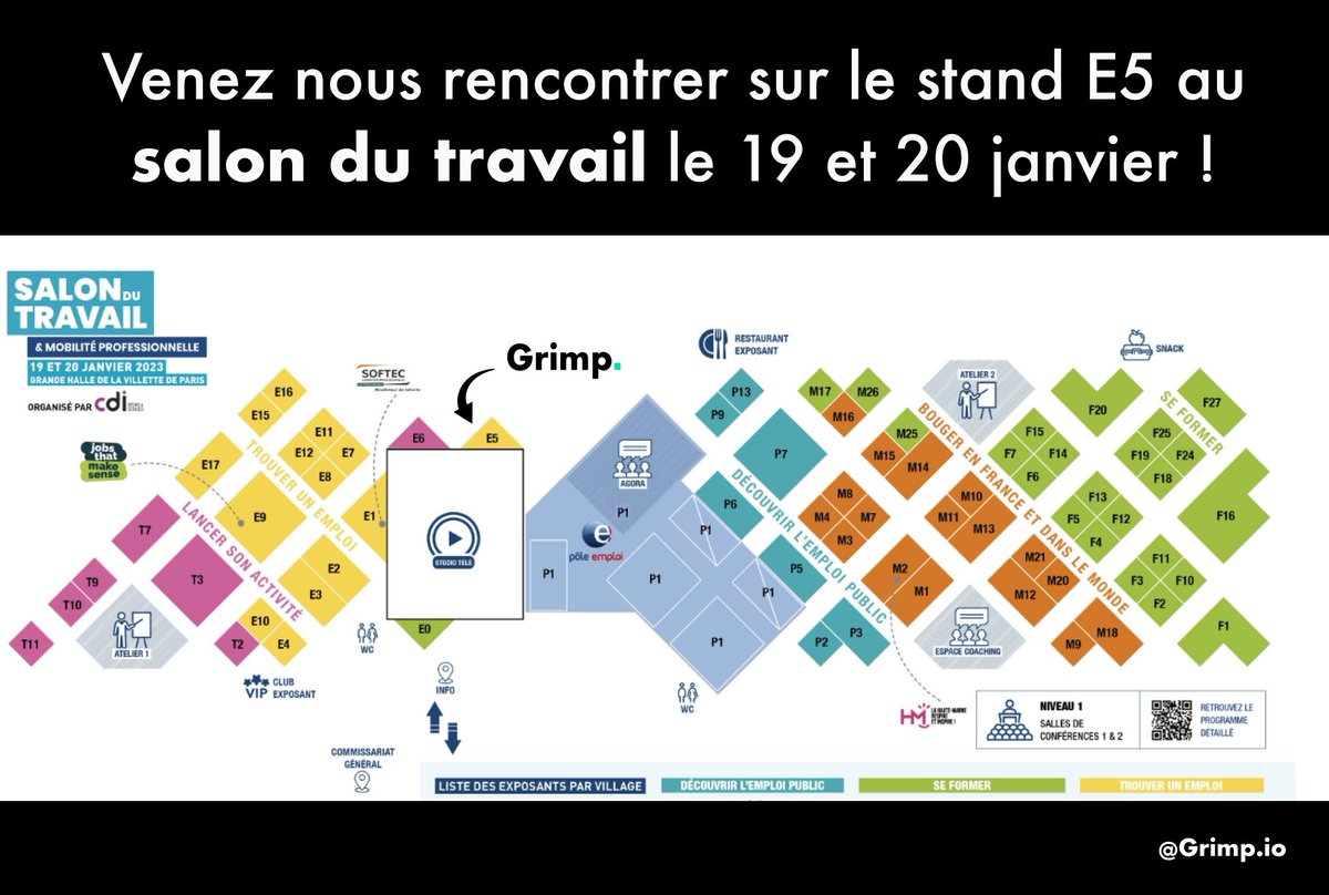 GrimpHQ's tweet image. On est présent sur le @salondutravail jeudi et vendredi !
Alors, on se rencontre sur le stand ? 🤩
#Emploi #Travail #jobtech