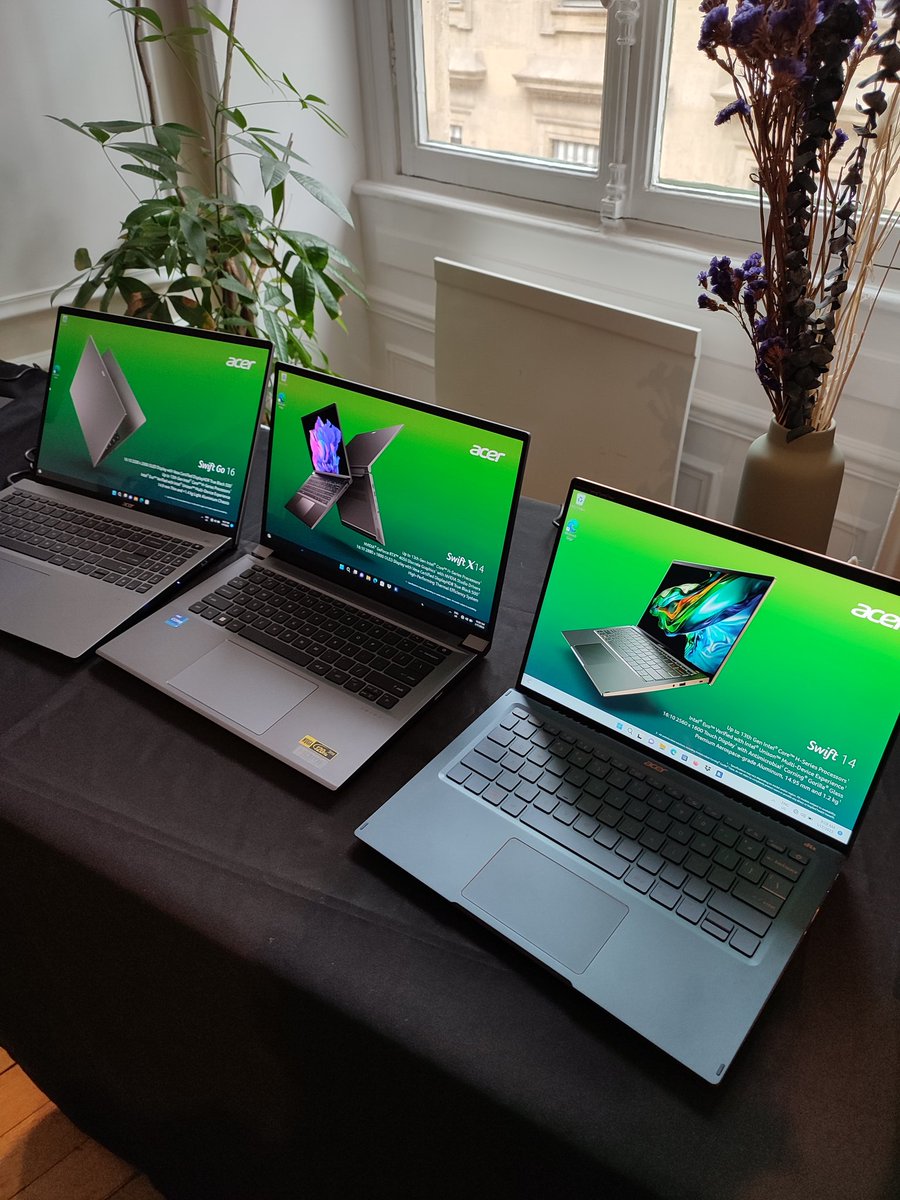 actu_jv's tweet image. Complétant sa gamme de produits #Swift, @AcerFrance présente ses nouveaux ultrabooks #SwiftGo16, #SwiftX14 et #Swift14 ! Design premium, nouveaux processeurs et écrans OLED... L&apos;alliance parfaite entre performance et mobilité. 

@Acer #NextAtAcer #CES2023 @themessengersfr
