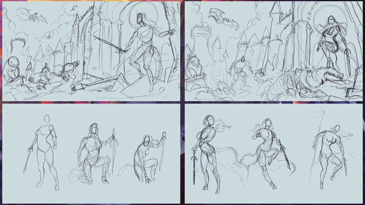 Here’s a cover for my comic without the logo and the sketches I made for it.
You can read it here globalcomix.com/c/paved-with-g…