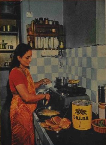 1970s :: Lady Cooking Poori In Dalda