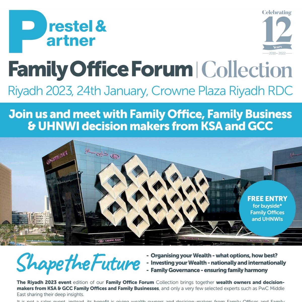 Prestel & Partner (@prestelpartner) on Twitter photo We have some amazing speakers for our inaugural Riyadh event. 
We can’t wait to welcome them to the Crowne Plaza rdc Riyadh on the 24th of January!
 
If you are interested in learning more about our events please visit: prestelandpartner.com We have some amazing speakers for our inaugural Riyadh event. 
We can’t wait to welcome them to the Crowne Plaza rdc Riyadh on the 24th of January!
 
If you are interested in learning more about our events please visit: prestelandpartner.com
