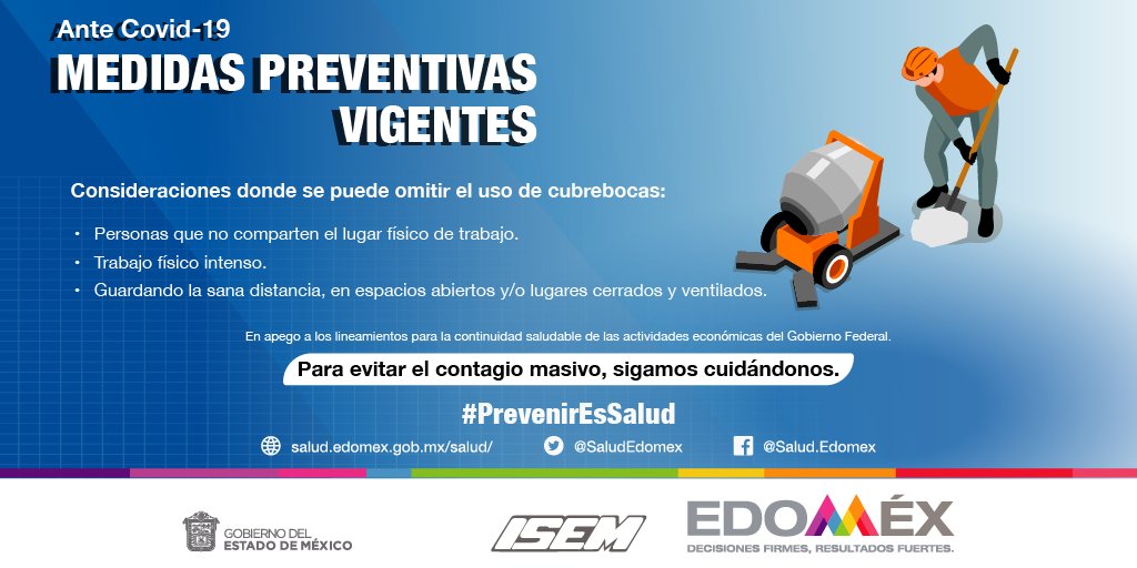 Para prevenir el contagio por #Covid_19mx sigue con las medidas preventivas vigentes así como el uso del cubrebocas.
#PrevenirEsSalud