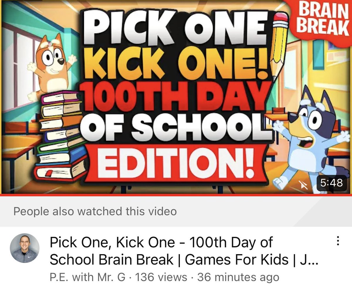 Here are a couple great video activities to celebrate the 100th day of school in #PhysEd! Give them a follow! @kellidsmith : youtu.be/2tetCp52K94 @PEbyMrG : youtu.be/N8Pw8pd5oKw