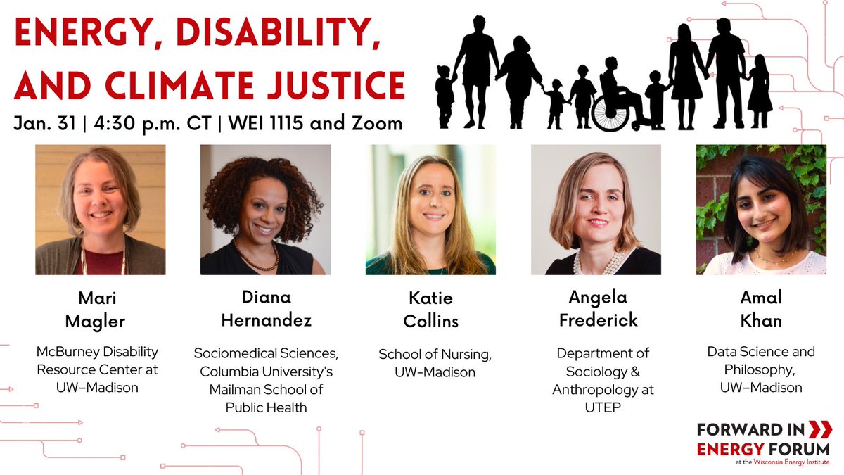 In this time of adaptation and transformation, the disability community holds immense wisdom on living in, and with, change. Join us on 1/31 to explore the intersections of #energy &amp; #disability and learn about solutions from disabled leaders and allies: energy.wisc.edu/events/energy-…