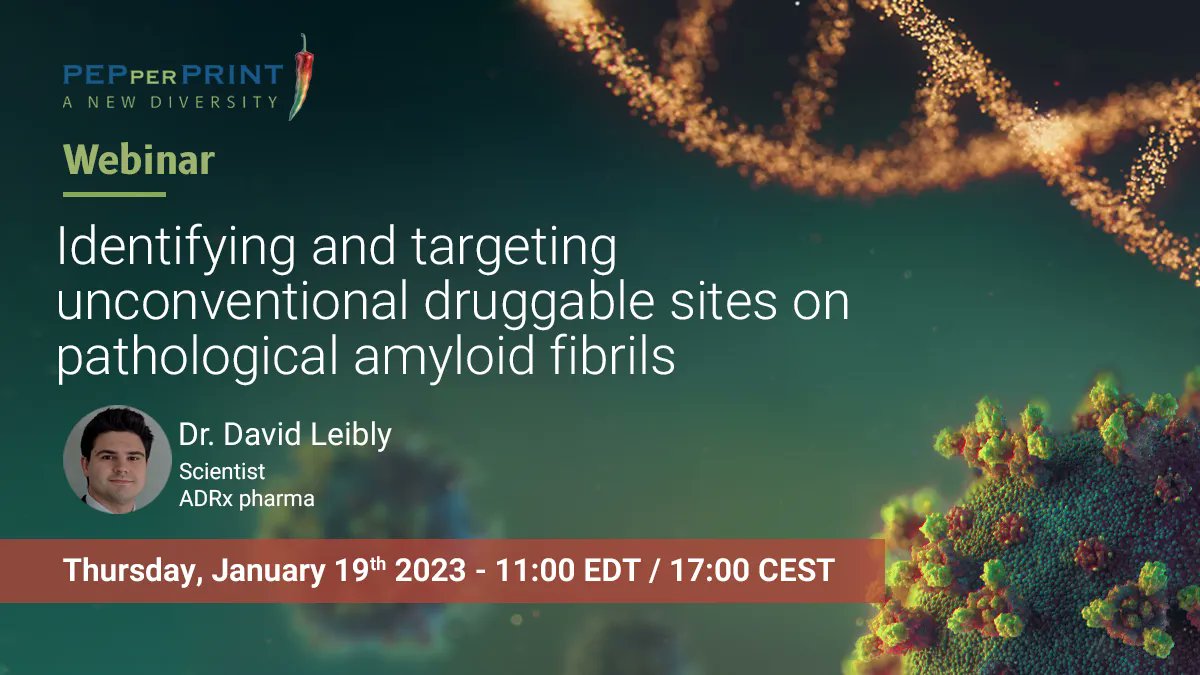 #Webinar last call! Learn about  new approaches to #DrugDiscovery against pathological fibrils from #NeurodegenerativeDiseases 💊 If you cannot attend, remember that you will receive the recording if you register here: buff.ly/3FUV9eA