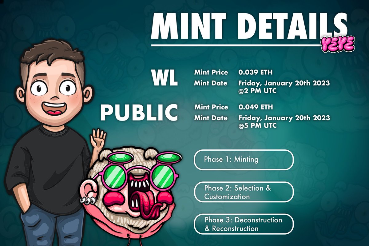 [MINT DETAILS]

It’s time for YEYE to meet the new Kemosabes' 🎊
Psstt! Kemosabes will get 3 FREE TRAITS 👀

🔗 Full details and breakdown: medium.com/@YEYENFT/mint-…