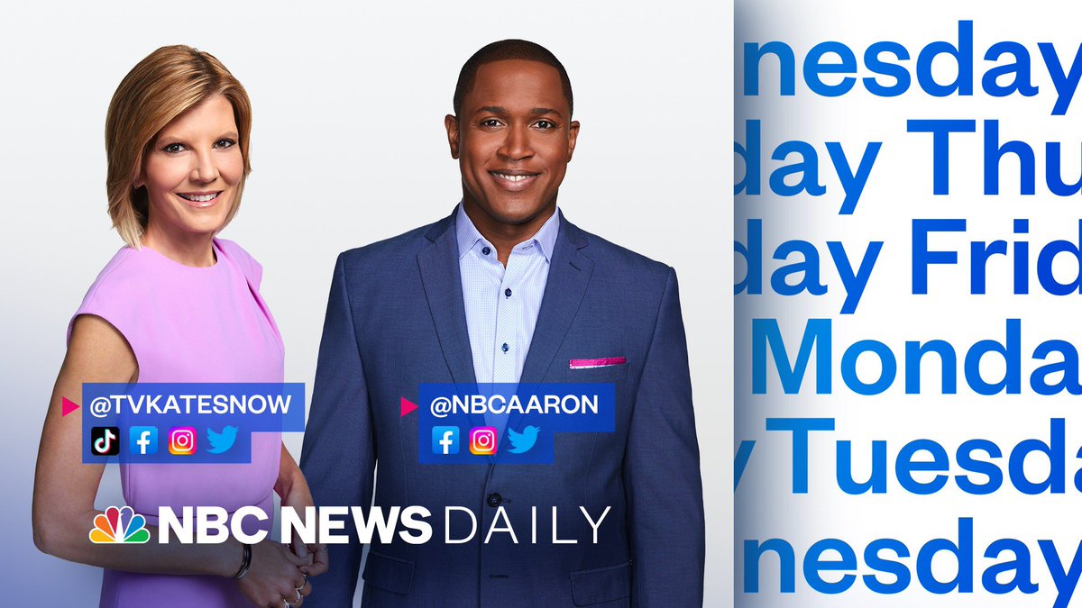 tvkatesnow's tweet photo. Every weekday I co-anchor NBC News Daily from 2-4p ET with @nbcaaron. You can find us wherever you stream &amp; on NBC affiliates. Here’s how to follow us everywhere. Keep the comments (&amp; critiques) coming! https://t.co/JqF4M33QF1