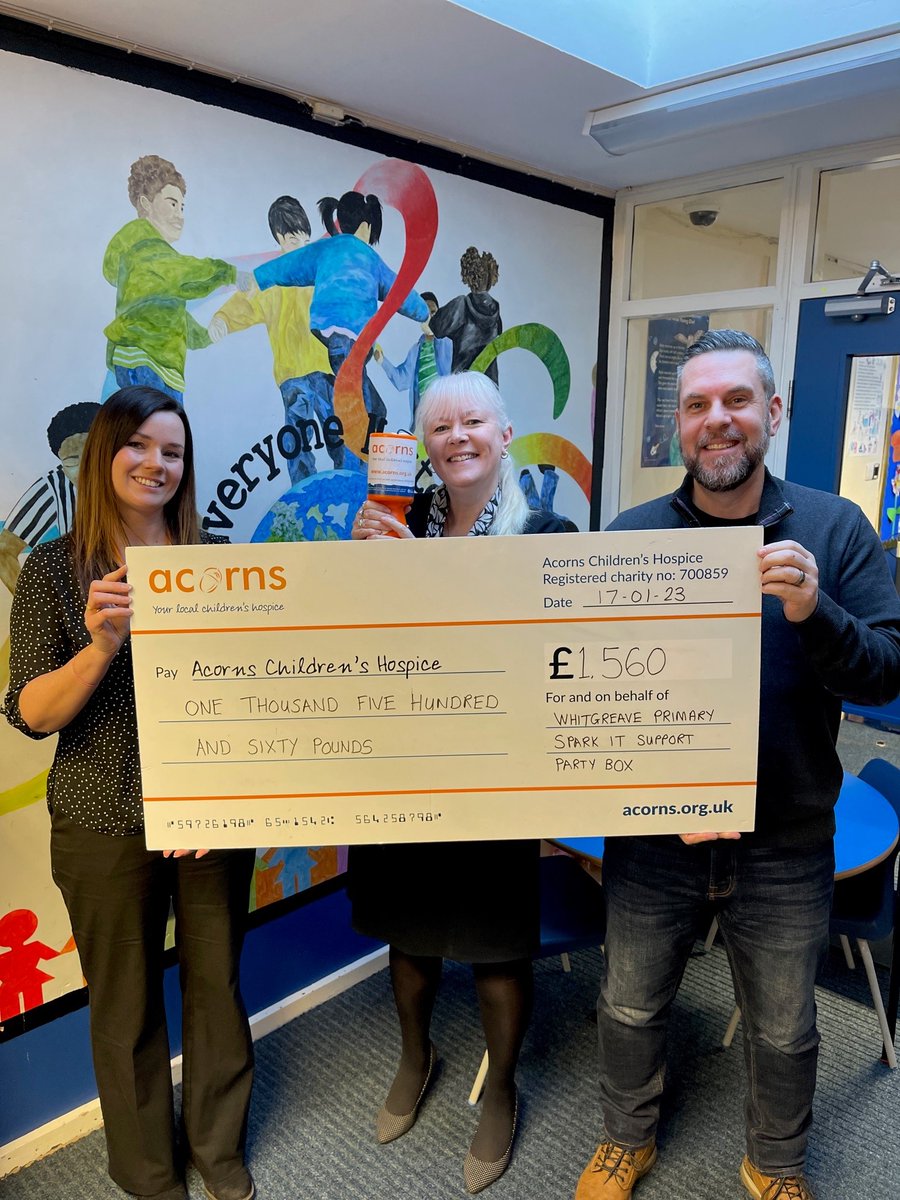 Congratulations to children and staff at Whitgreave Primary School who have raised a whopping £1,560 for Acorns Children's Hospice! <a href="/AcornsHospice/">Acorns Children's Hospice</a>. Read more: orlo.uk/U7CES