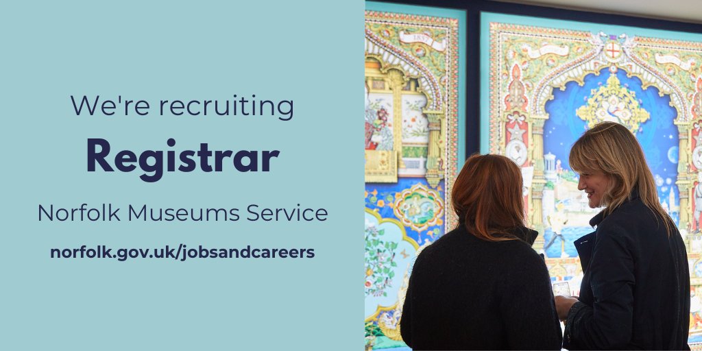 We're looking to recruit a Registrar, based at @NorwichCastle Study Centre, to support all Norfolk Museums Service sites and departments.

Maternity Cover | £30,151 to £32,020 p/a | Full Time

Full details and apply here ➡️ ow.ly/XNLb50MsGz4

#NorwichJobs #MuseumJobs