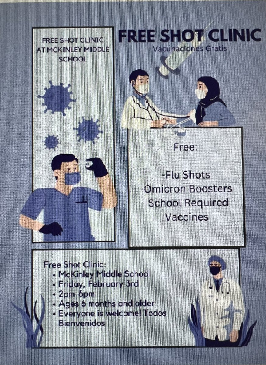 Get up to date on your shots come by McKinley Middle School <a href="/ABQschools/">Albuquerque Public Schools</a> @APSLZ4