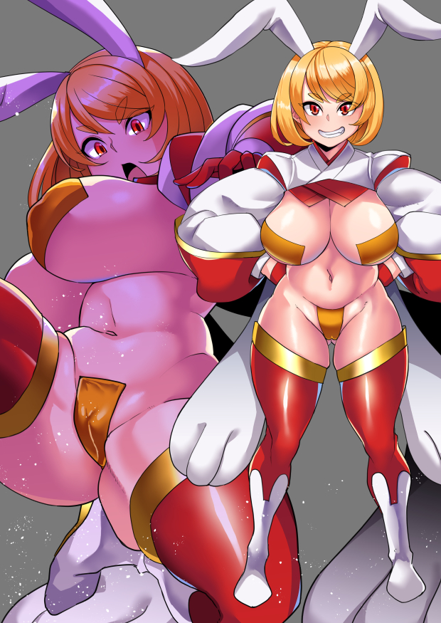 【NSFW】年賀絵の低身長爆乳巫女逆バニースーパーヒロインです。 