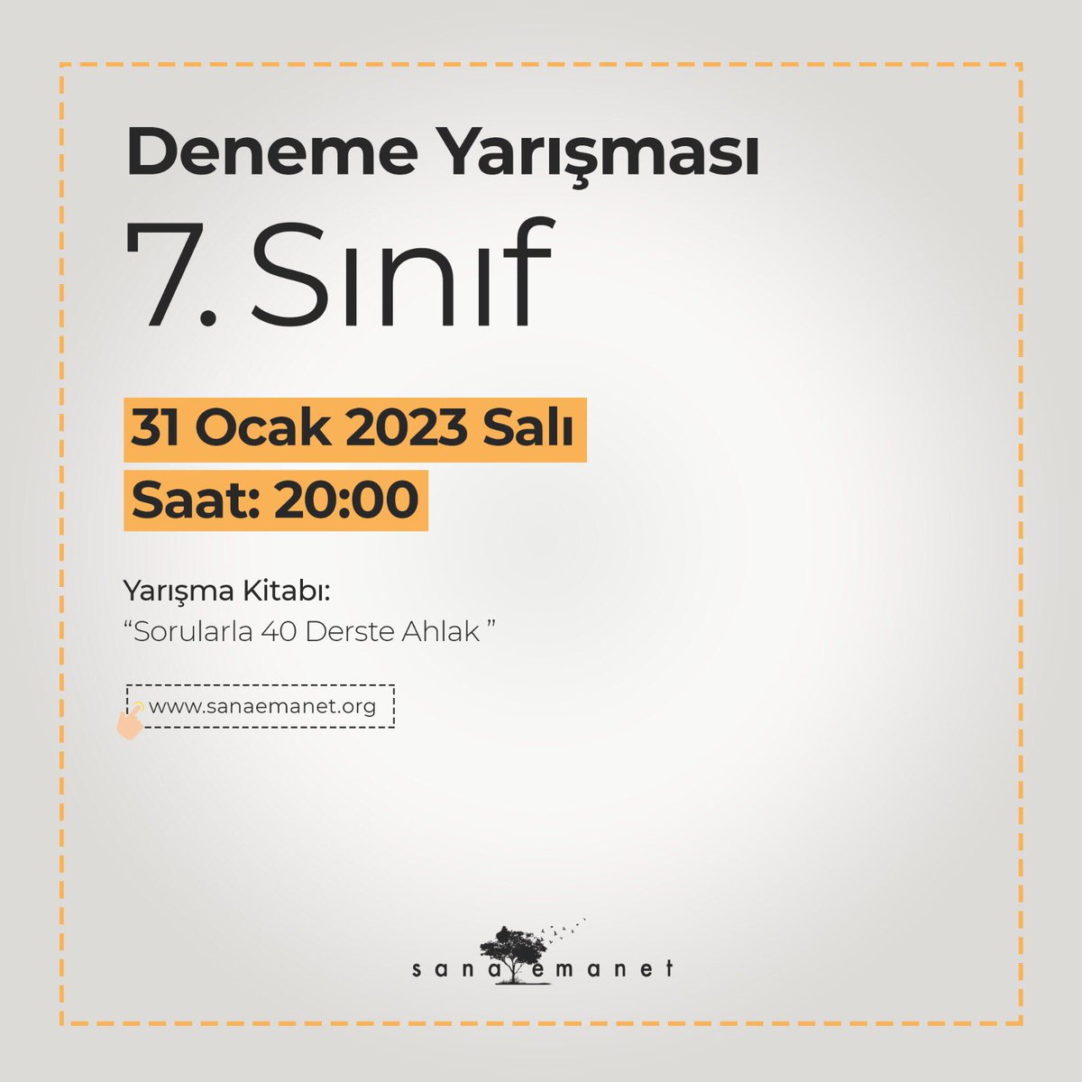 sanaemanetorg's tweet photo. Yarışma öncesi kendimi denemek istiyorum diyorsan deneme gününde ve saatinde denemeye katılmayı unutma 😊

⏰6. sınıf Yarışma Tarihi: 30 Ocak 2023 Pazartesi saat 20:00

⏰7. sınıf Yarışma Tarihi: 31 Ocak 2023 Salı saat 20:00

#sanaemanet https://t.co/4edfbR3QKe