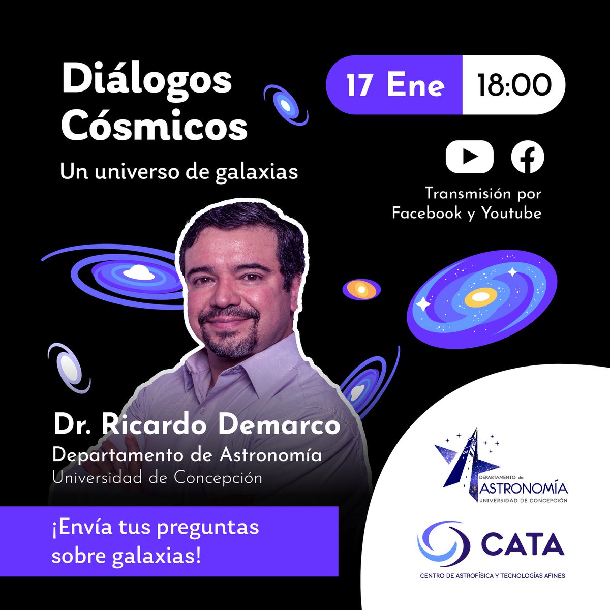 astroudec's tweet photo. Te esperamos a las 18:00 horas en nuestra Fan Page de Facebook y del Centro de Astrofísica y Tecnologías Afines CATA
#AstroUdeC #Astrofoto #AstroTaller #Astroméride #UdeC #Cata #Titans #Concepción #Chiguayante #Talcahuano #Hualqui #SanPedrodelaPaz #CFM #Física #Astronomy https://t.co/bkJL5BJgC0