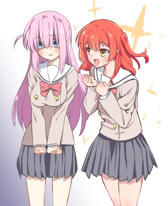 「制服も似合うじゃないひとりちゃん!」「あ、はい」#ぼっち・ざ・ろっく #ぼざろ #ぼ喜多 #ぼっちちゃん #喜多郁代 