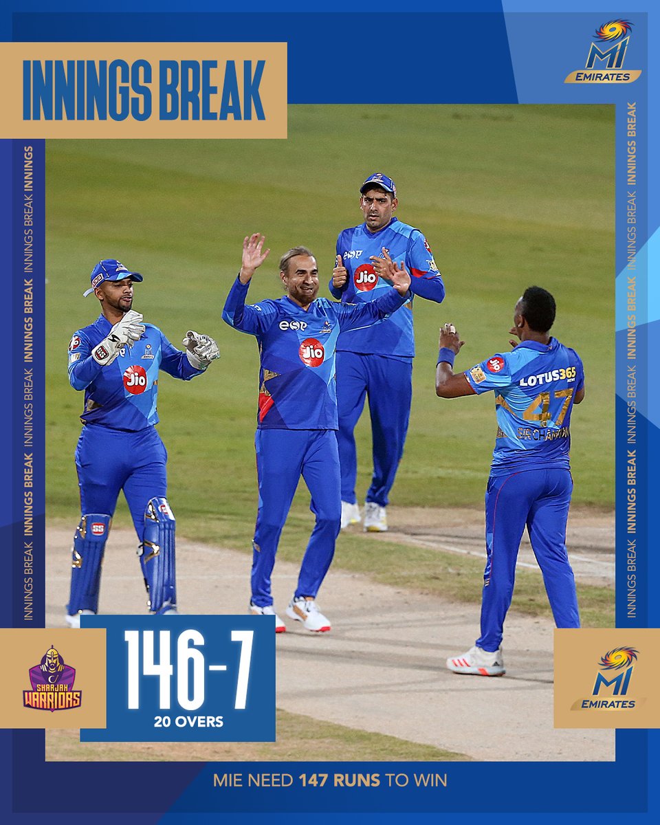 MIEmirates's tweet photo. A brilliant comeback from our bowlers. Letβs chase down the target π
#MIEmirates #OneFamily #SWvMI https://t.co/luNGvuaqba