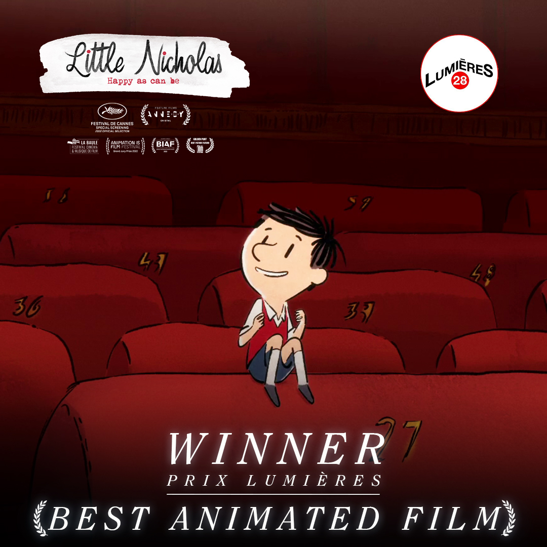 MediawanFr's tweet photo. 🎉Congratulations to the cast and crew of #LittleNicholas for winning the @prixlumieres for Best Animated Film! ✨
A co-production #ONClassics (@Mediawan_kf) & #BidibulProductions
Distributed by @BAC_FILMS
#PrixLumieres #LePetitNicolas #Animation #ONClassics #Bidibulproductions https://t.co/ikZ5dcBfbK