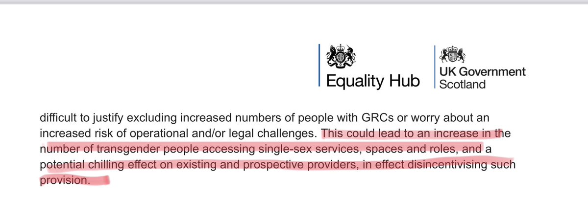 RoseSchmits's tweet photo. From the gov’s statement on issues with the grr. Here we have the government saying people should be able to expect spaces that exclude and discriminate against trans people https://t.co/zcy8Evfmk5