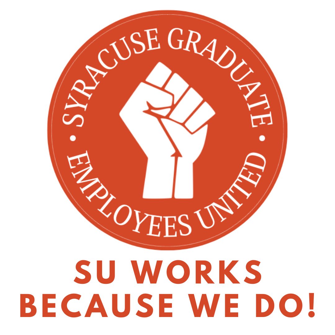 SyracuseGEU's tweet photo. Today, the graduate workers of Syracuse University, are launching our public campaign to win a graduate worker union. We are fighting to win collective bargaining rights through a union for higher stipends, better healthcare and benefits, and increased worker protections! https://t.co/8K88xLItd3