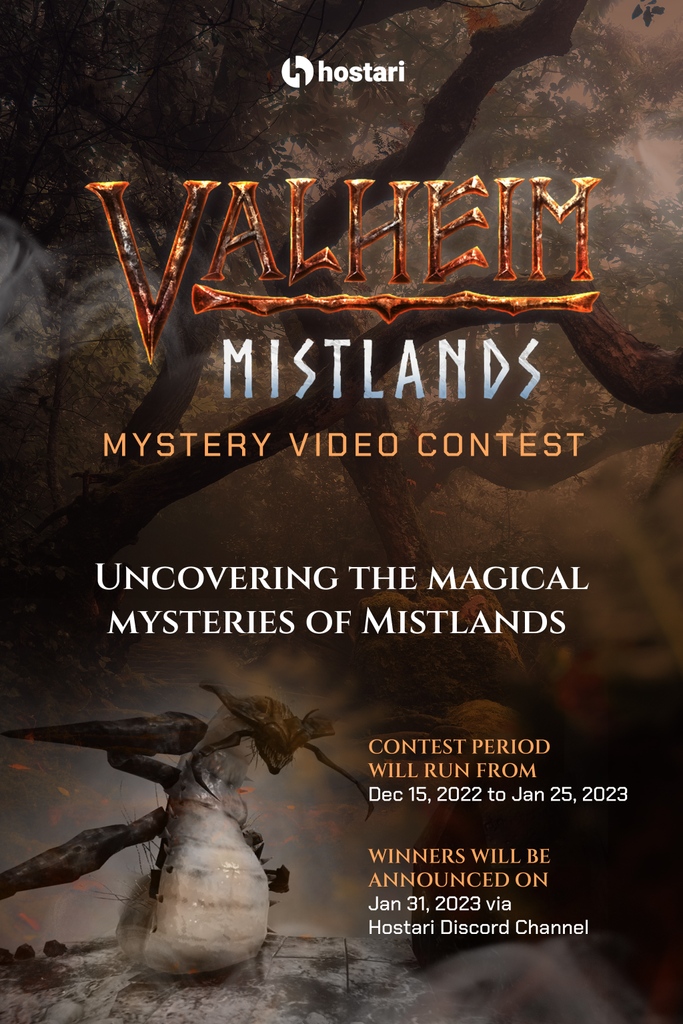 HostariOfficial's tweet photo. Get ready to compete with the best of the best in The #Valheim #Mistlands Mystery Video Contest! 

Win FREE dedicated servers, Discord Nitro basic, Steam credits, and more! 

Join our Discord for full details: https://t.co/PnDPX9m4B3 #contest #freededicatedserver #pcgaming #gamer https://t.co/rPIQDowvwT