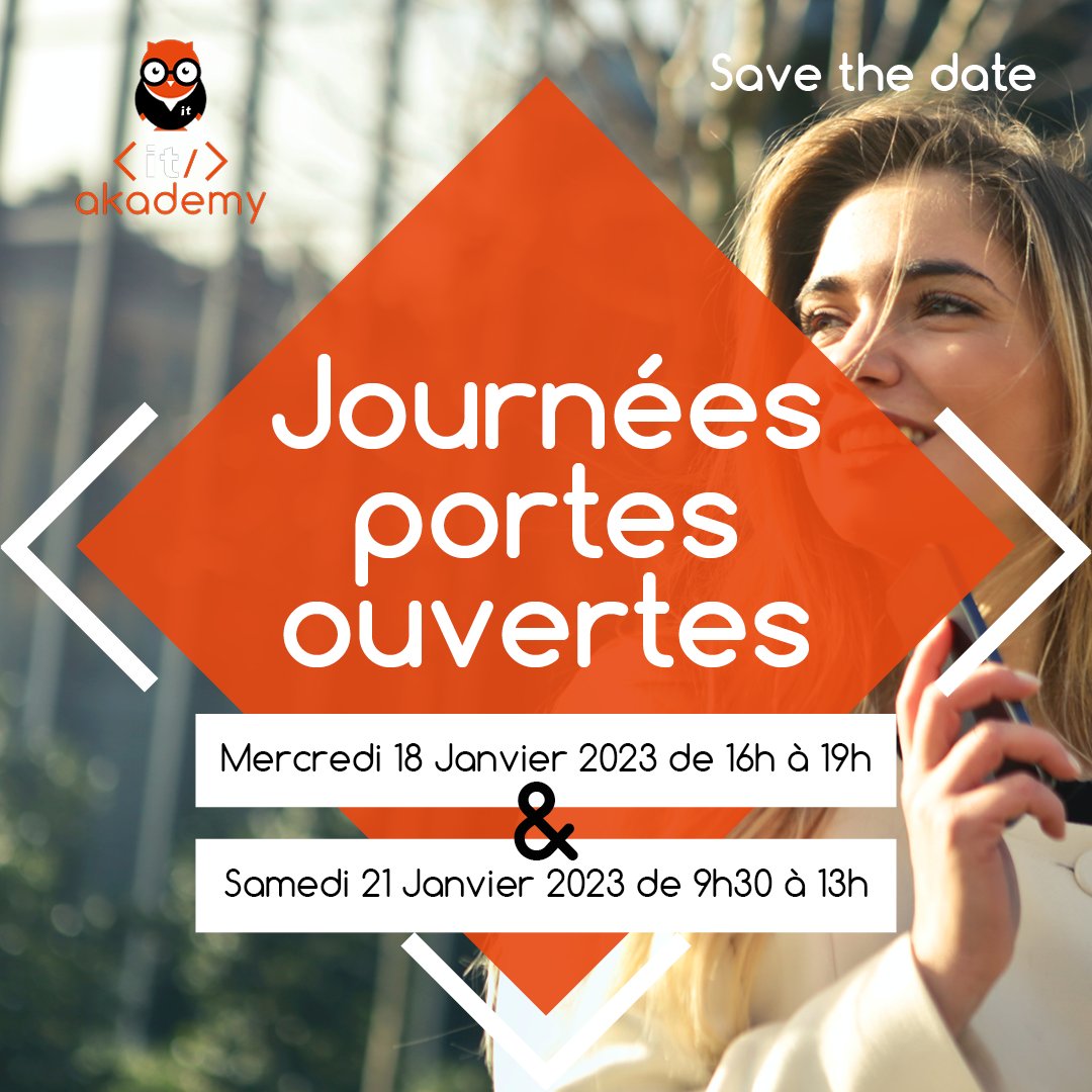 🔔 JPO - Save the date
🙌🚪 L'école #ITAkademy est heureuse de vous accueillir les 18 et 21 janvier pour ses journées portes ouvertes !
📍 Adresse : 78 Rte de Paris, 69260 Charbonnières-les-Bains
Inscription obligatoire : 0482537375

#jpo #journéeporteouverte #campusdunumerique
