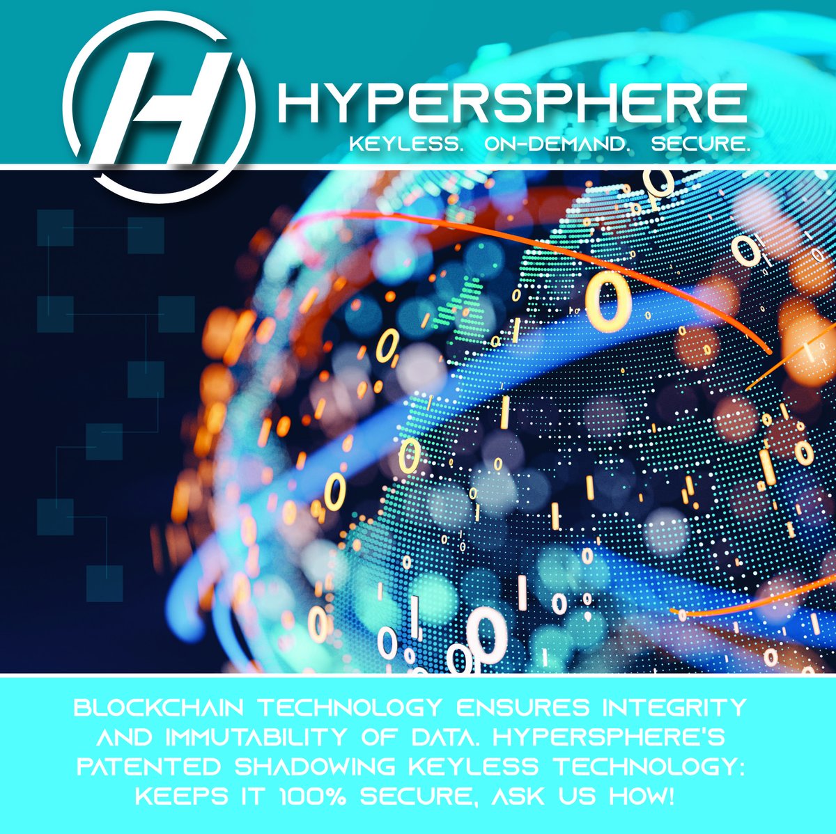 HypersphereTech's tweet image. Blockchain tech is secure &amp;amp; used in various fields like healthcare &amp;amp; real estate. Security issues can arise due to faulty implementation. HyperSphere's patented, Keyless Shadowing tech, adds a layer of protection. How can we help you?  #blockchain #security #HyperSpheretech